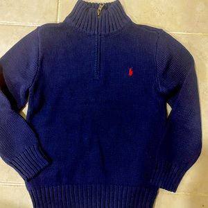Boys Ralph Lauren 1/2 zip sweater, size 7, navy blue.